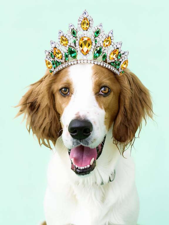 Pet portrait with royal crown by PawFav AI