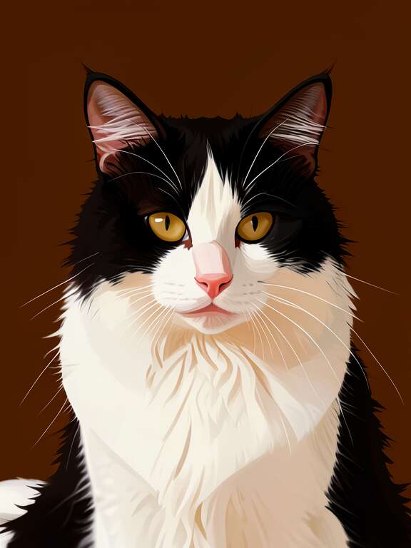 Personalized cat portrait in minimalist mocha brown style by PawFav AI