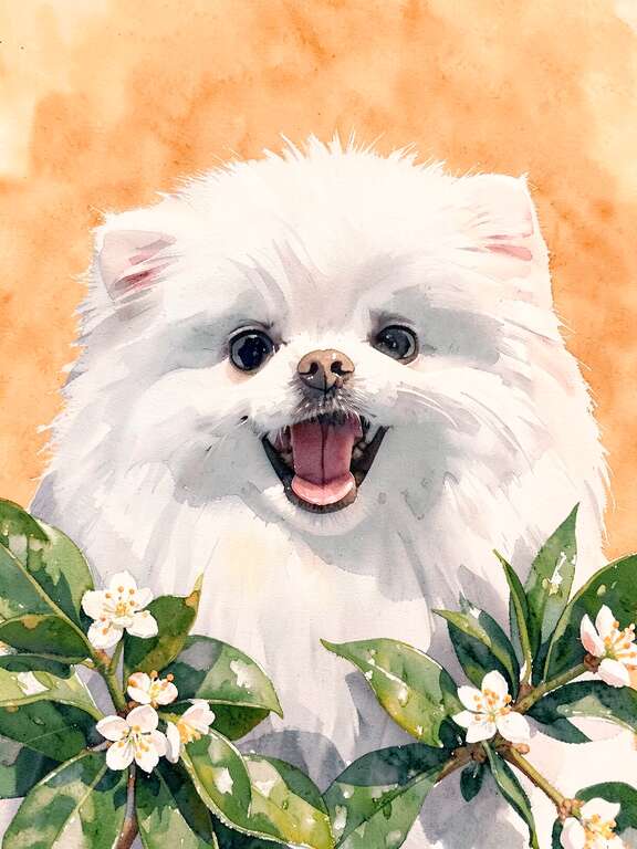Custom dog portrait in watercolor floral style by PawFav AI