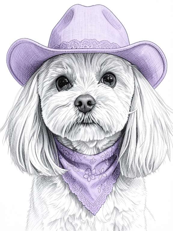 Pet in Cowboy outfit with Pencil sketch style by PawFav AI